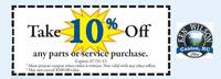 10% Off Your Purchase Any Parts or Service Purchase 